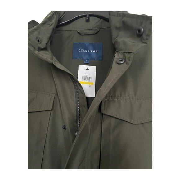 Cole Haan Mens Olive Green Full Zip Hooded Field Utility Parka Jacket Sz M New - Picture 7 of 12